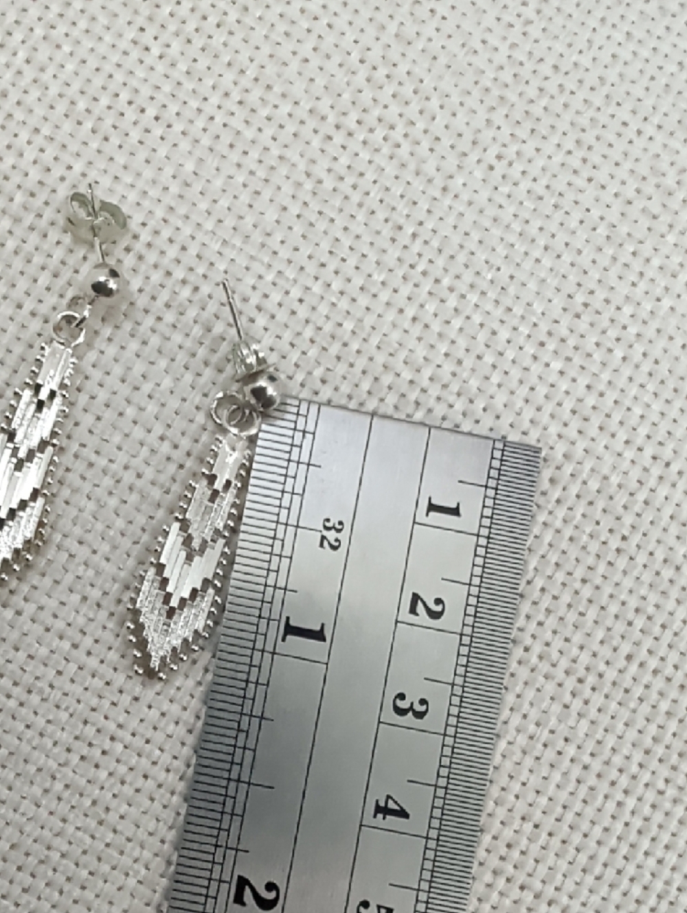 Vintage 925 Italy Sterling Silver Woven Mesh Geometric Drop Earrings Ball Stud - Picture 11 of 17